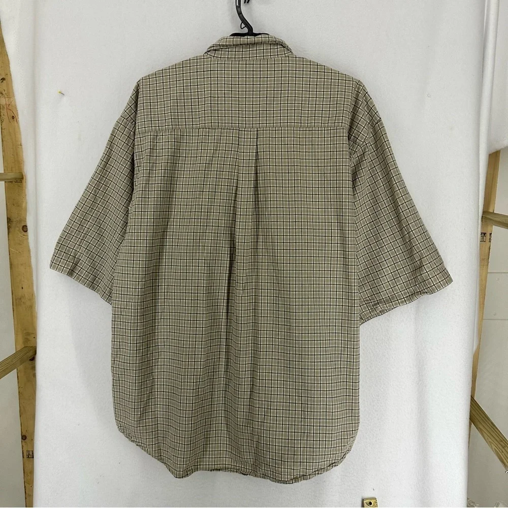 True Identity Short Sleeve Plaid Button Up Shirt Men’s 2XL Beige